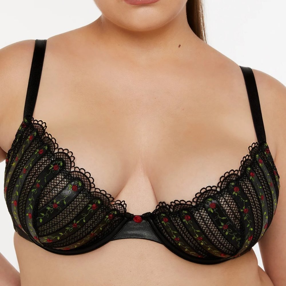 Savage x Fenty Renaissance Rose Unlined Demi Bra Black Caviar